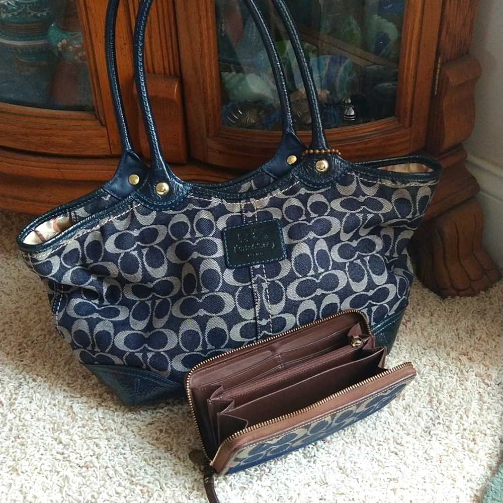Coach Denim bag with match wallet